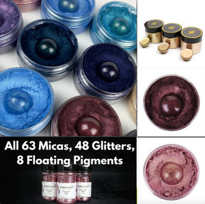 MEGA SET - all 75 micas + 48 glitters + 8 Float to the top pigments